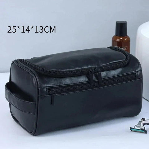 LuxVoyage™ – Premium Leather Hanging Toiletry Bag - OneSmartZone