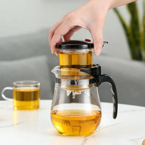 HMLOVE Heat Resistant Glass Teapot – Puer Kettle with Tea Infuser, High Borosilicate Glass, Perfect for Kung Fu Tea Ceremony - OneSmartZone