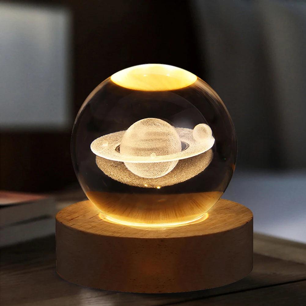 Unique 3D Crystal Ball Lamp with Galaxy & Planetary Projections – USB Night Light Plasma Ball for Cozy Atmosphere - OneSmartZone