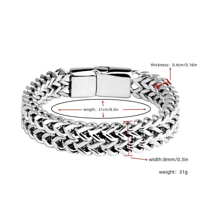 Stainless Steel Braided Fish Scale Bracelet with Alloy Magnetic Buckle – Double Row Design - OneSmartZone