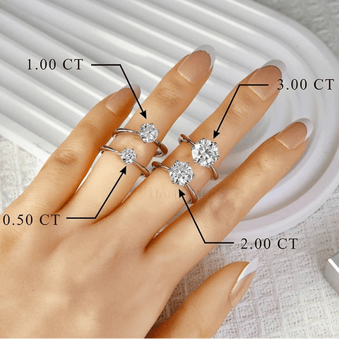 Moissanite Engagement Ring – 925 Sterling Silver, D Color, Multiple Carat Options - OneSmartZone