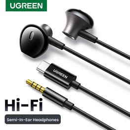 UGREEN Semi-Open Wired Earbuds with Mic 3.5mm/USB-C