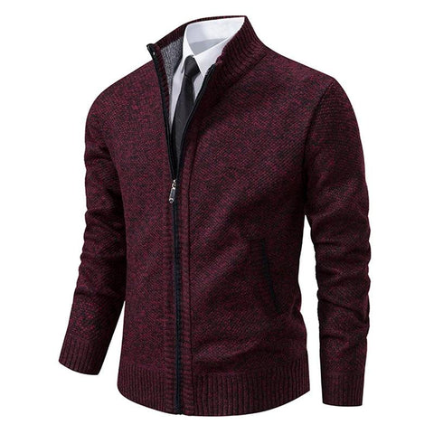 Men's Casual Sports Jacket - Autumn & Winter Fleece Zipper Cardigan with Stand Collar - OneSmartZone