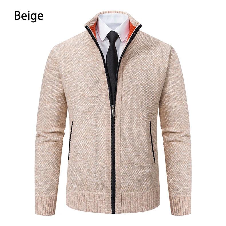 Men's Casual Sports Jacket - Autumn & Winter Fleece Zipper Cardigan with Stand Collar - OneSmartZone