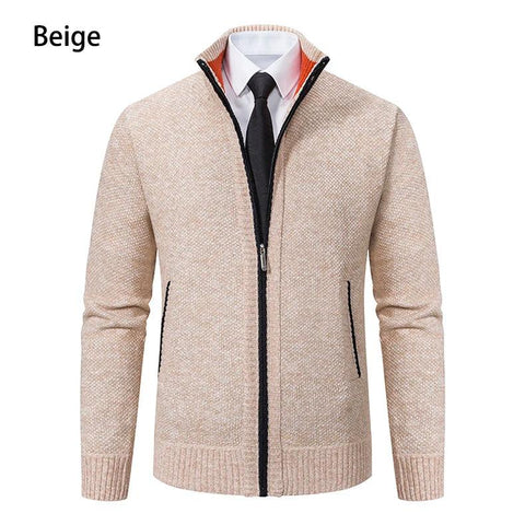 Men's Casual Sports Jacket - Autumn & Winter Fleece Zipper Cardigan with Stand Collar - OneSmartZone