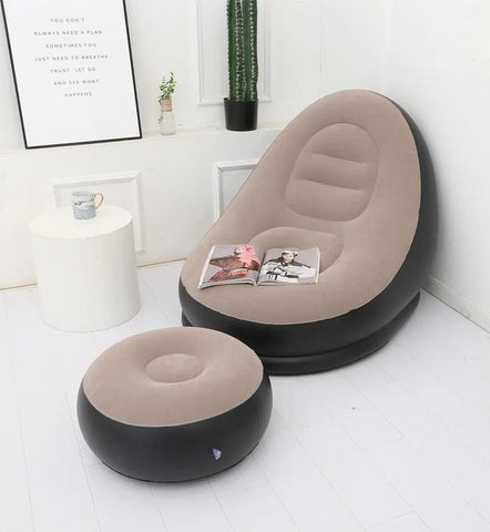 Inflatable Sofa with Foot Pad – Portable Lazy Chair, Flocking Bed - OneSmartZone