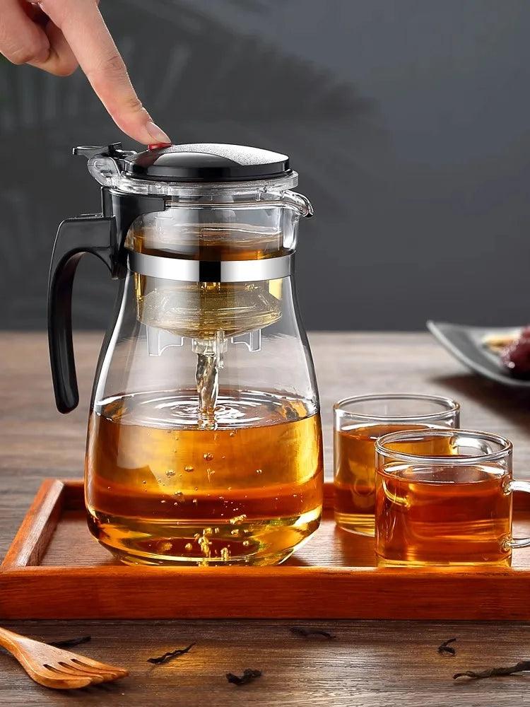 HMLOVE Heat Resistant Glass Teapot – Puer Kettle with Tea Infuser, High Borosilicate Glass, Perfect for Kung Fu Tea Ceremony - OneSmartZone