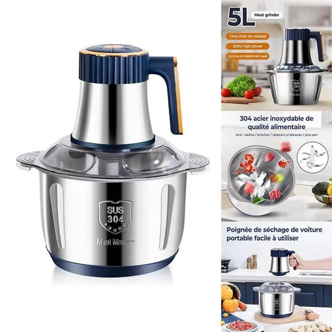 5L Electric Meat Grinder & Food Processor – Stainless Steel Multifunctional Chopper - OneSmartZone