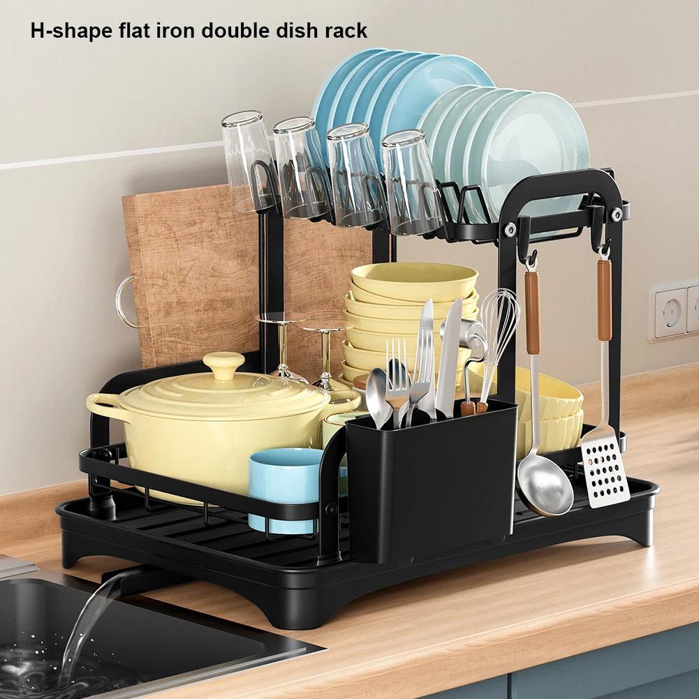 360° Rotating Double-Layer Kitchen Storage & Drying Rack - OneSmartZone