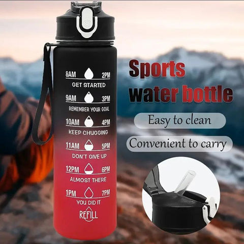 AquaPulse™ – Sports Water Bottle with Time Tracker & Straw - OneSmartZone