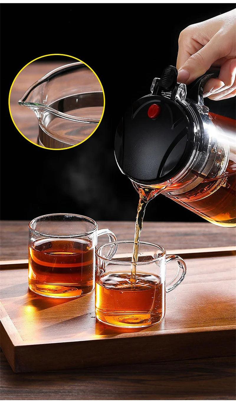 Heat-Resistant Glass Teapot – One-Click Filter Tea Maker & Coffee Pot - OneSmartZone