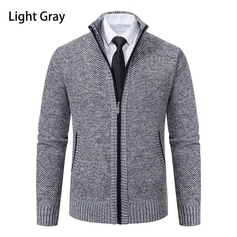 Men's Casual Sports Jacket - Autumn & Winter Fleece Zipper Cardigan with Stand Collar - OneSmartZone