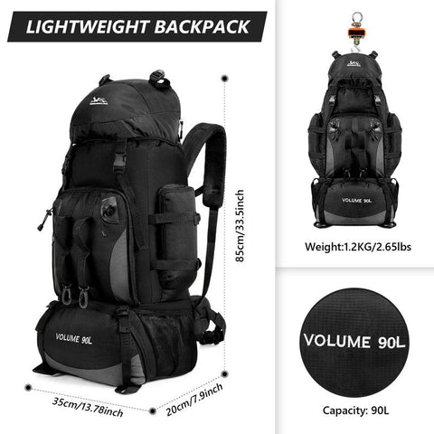 90L Waterproof Hiking & Camping Backpack – Large Capacity Outdoor Travel Rucksack - OneSmartZone