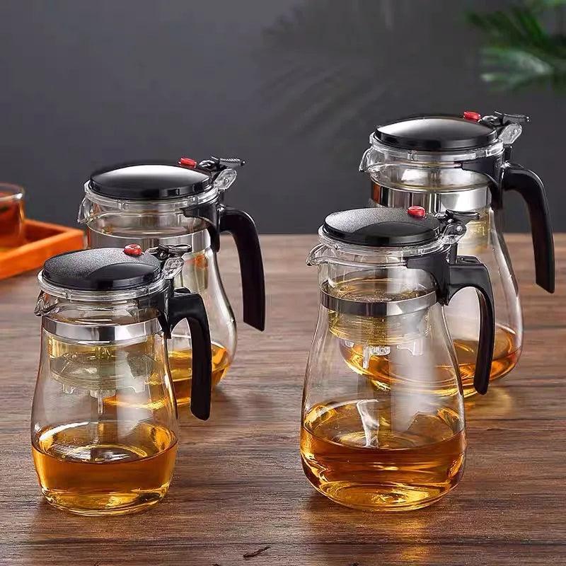 HMLOVE Heat Resistant Glass Teapot – Puer Kettle with Tea Infuser, High Borosilicate Glass, Perfect for Kung Fu Tea Ceremony - OneSmartZone