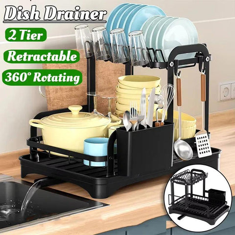 360° Rotating Double-Layer Kitchen Storage & Drying Rack - OneSmartZone