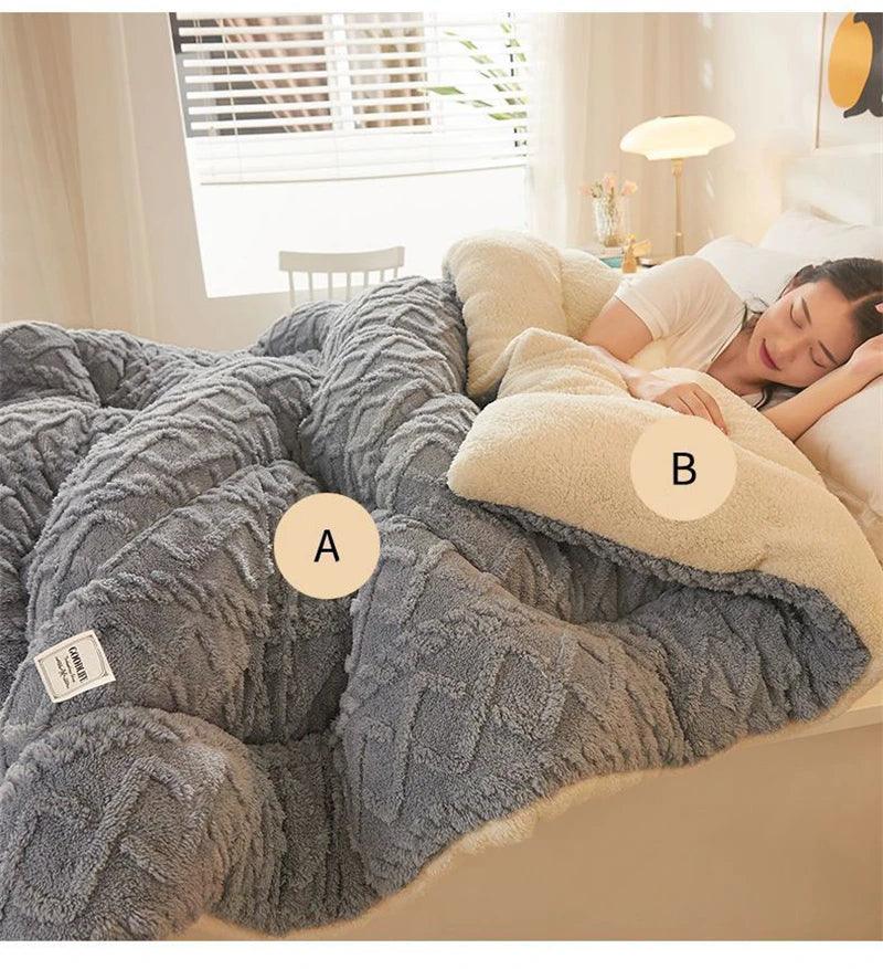 Super Thick Winter Blanket – Artificial Lamb Cashmere Weighted Comforter - OneSmartZone