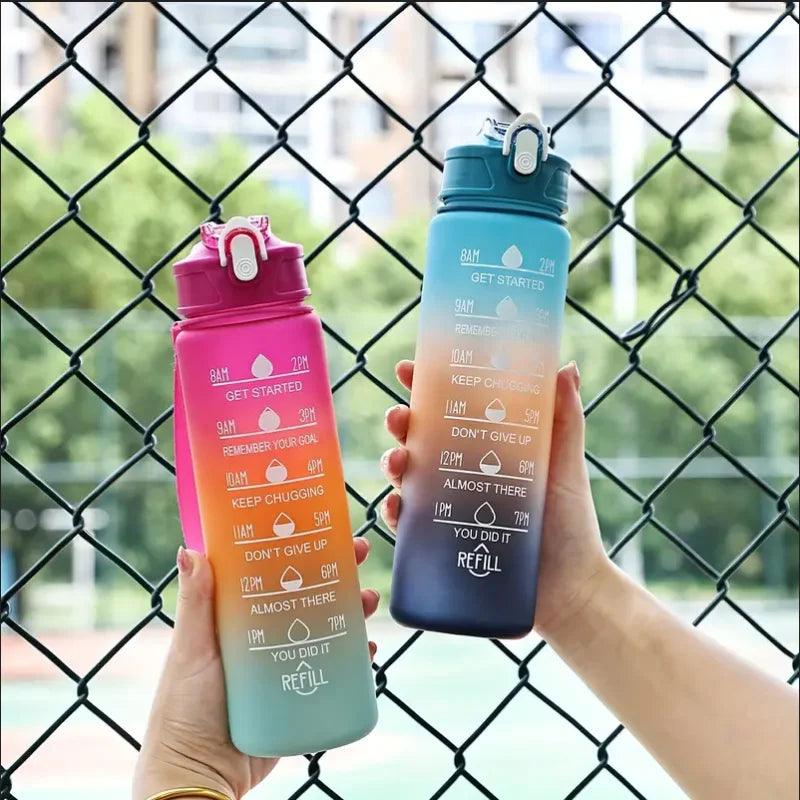 AquaPulse™ – Sports Water Bottle with Time Tracker & Straw - OneSmartZone