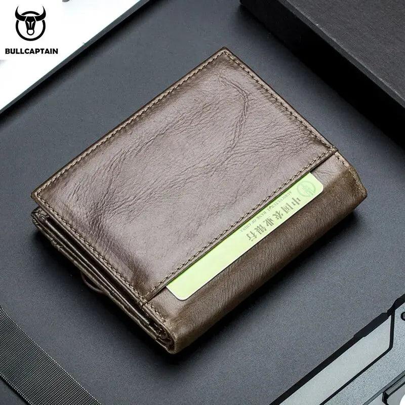 BULLCAPTAIN Men's RFID Blocking Bifold Wallet – Genuine Leather with 15 Card Slots - OneSmartZone