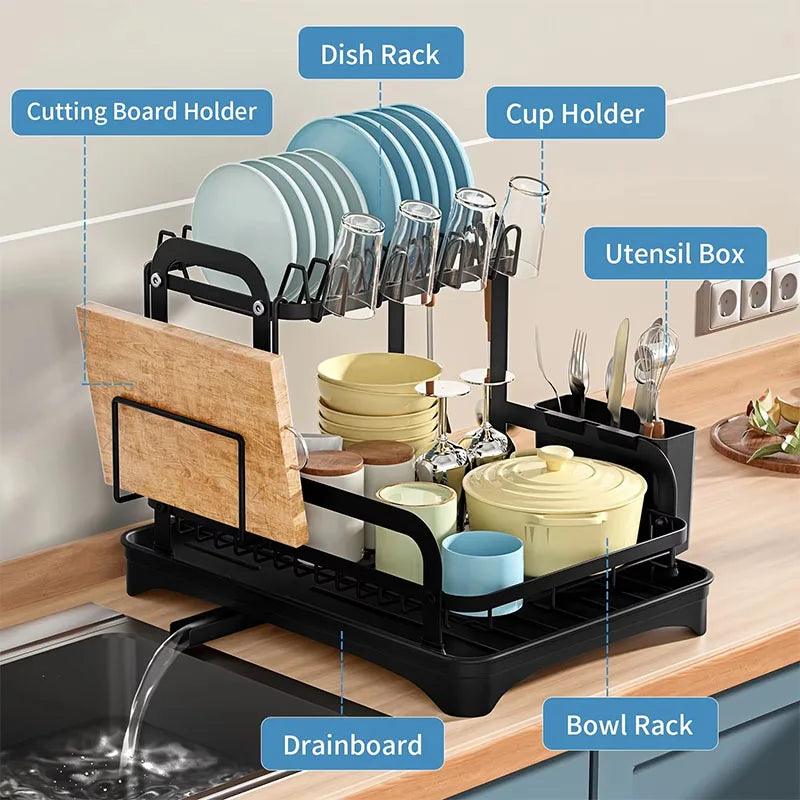 360° Rotating Double-Layer Kitchen Storage & Drying Rack - OneSmartZone