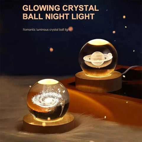 Unique 3D Crystal Ball Lamp with Galaxy & Planetary Projections – USB Night Light Plasma Ball for Cozy Atmosphere - OneSmartZone