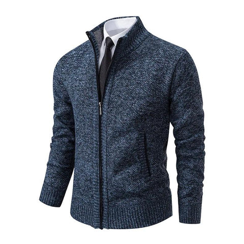 Men's Casual Sports Jacket - Autumn & Winter Fleece Zipper Cardigan with Stand Collar - OneSmartZone