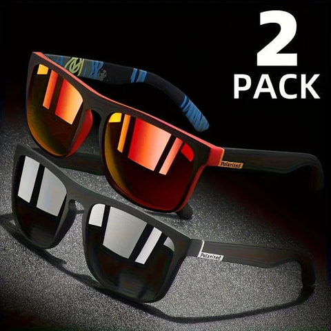 2pcs Square Polarized Sunglasses – Anti-Glare Shades for Summer, Travel & Fishing - OneSmartZone