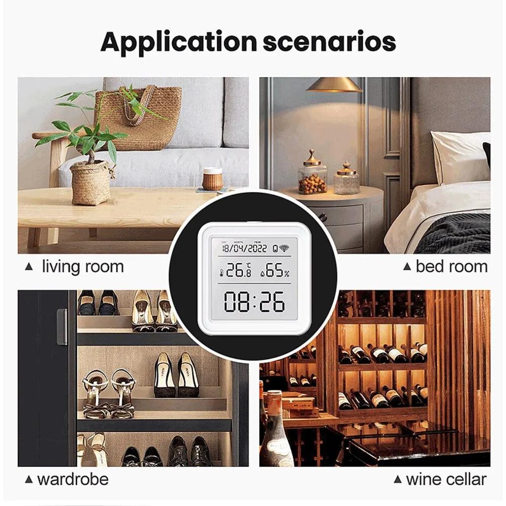 Tuya WiFi Smart Temperature & Humidity Sensor – Hygrometer Thermometer with Backlight, Alexa & Google Assistant Compatible - OneSmartZone