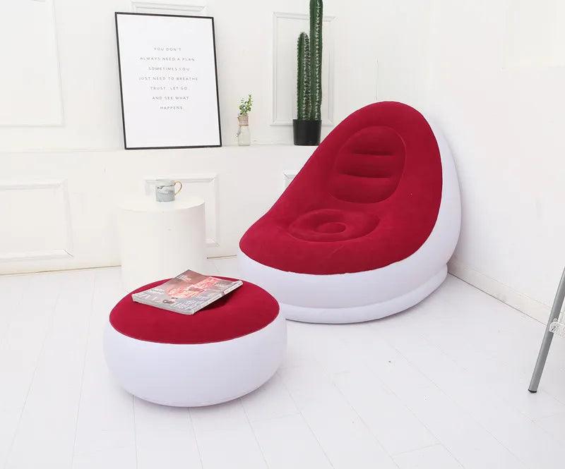 Inflatable Sofa with Foot Pad – Portable Lazy Chair, Flocking Bed - OneSmartZone