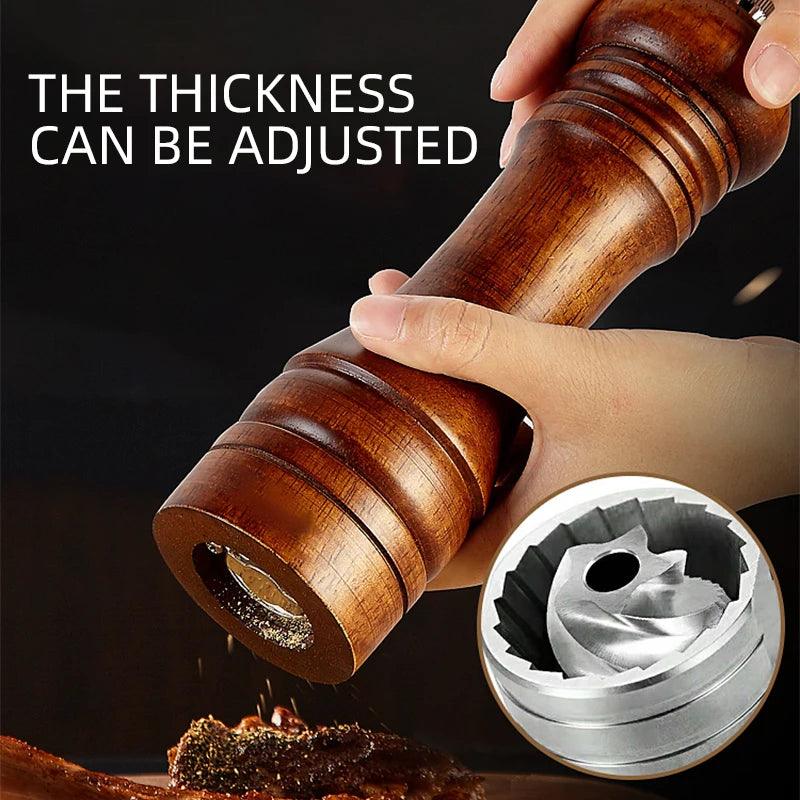 Classical Oak Wood Pepper & Spice Mill Grinder Set - Adjustable Ceramic Grinding Core - OneSmartZone