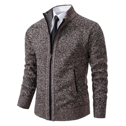 Men's Casual Sports Jacket - Autumn & Winter Fleece Zipper Cardigan with Stand Collar - OneSmartZone