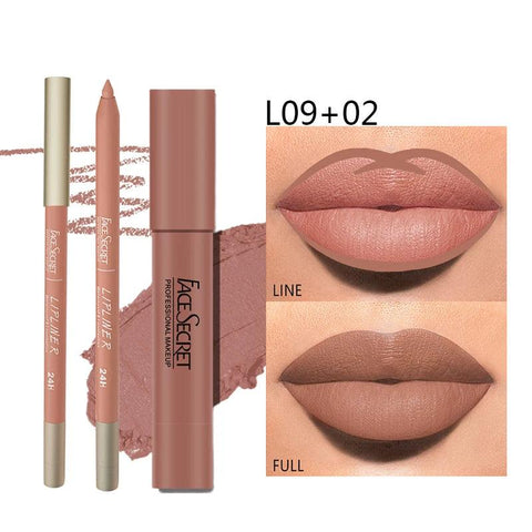 Matte Lipliner & Lipstick Set - Waterproof, Long-Lasting Soft Matte Lip Makeup - OneSmartZone