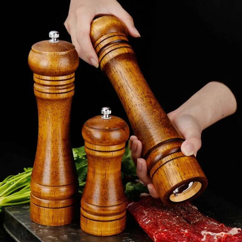 Classical Oak Wood Pepper & Spice Mill Grinder Set - Adjustable Ceramic Grinding Core - OneSmartZone