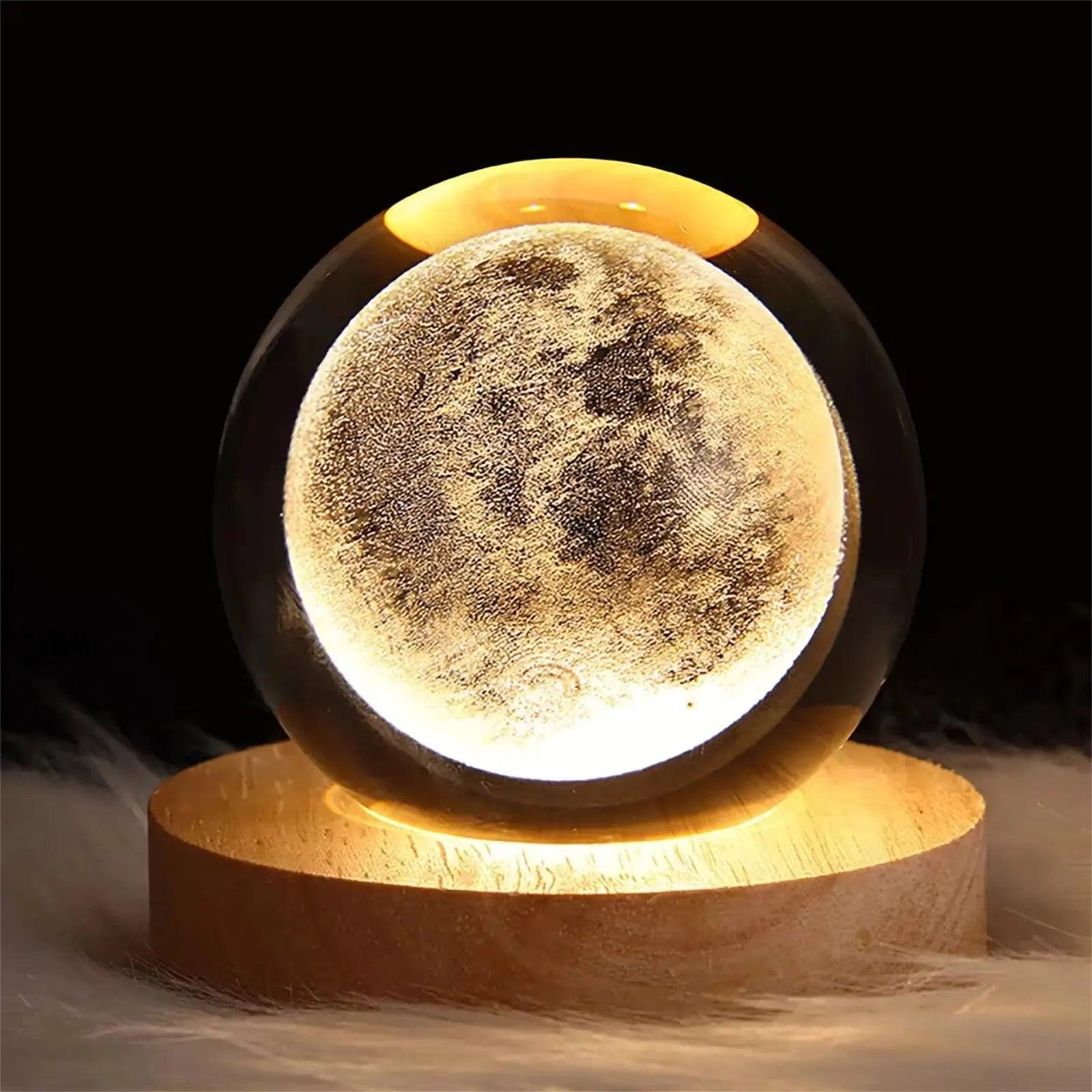 Unique 3D Crystal Ball Lamp with Galaxy & Planetary Projections – USB Night Light Plasma Ball for Cozy Atmosphere - OneSmartZone