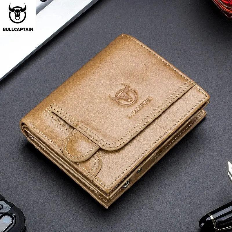 BULLCAPTAIN Men's RFID Blocking Bifold Wallet – Genuine Leather with 15 Card Slots - OneSmartZone