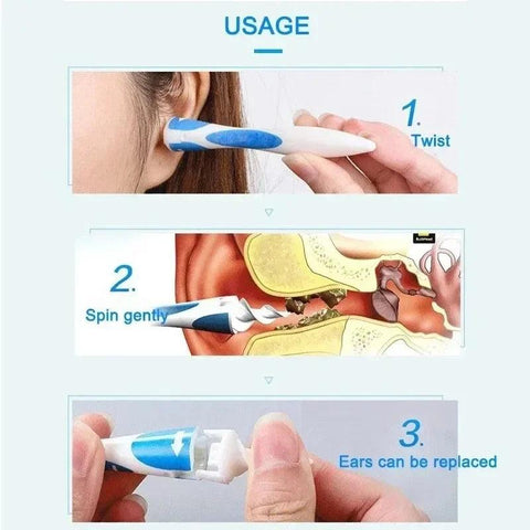 Ear Wax Remover Tool - Soft Silicone Cleaner with 16 Replacement Tips - OneSmartZone