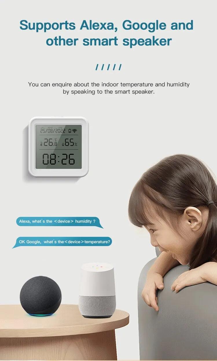 Tuya WiFi Smart Temperature & Humidity Sensor – Hygrometer Thermometer with Backlight, Alexa & Google Assistant Compatible - OneSmartZone