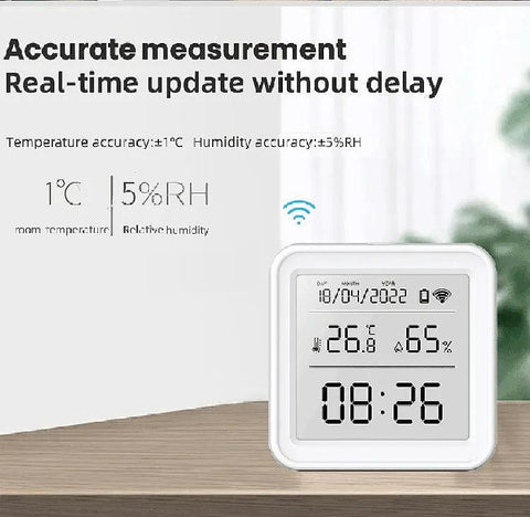 Tuya WiFi Smart Temperature & Humidity Sensor – Hygrometer Thermometer with Backlight, Alexa & Google Assistant Compatible - OneSmartZone