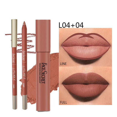 Matte Lipliner & Lipstick Set - Waterproof, Long-Lasting Soft Matte Lip Makeup - OneSmartZone