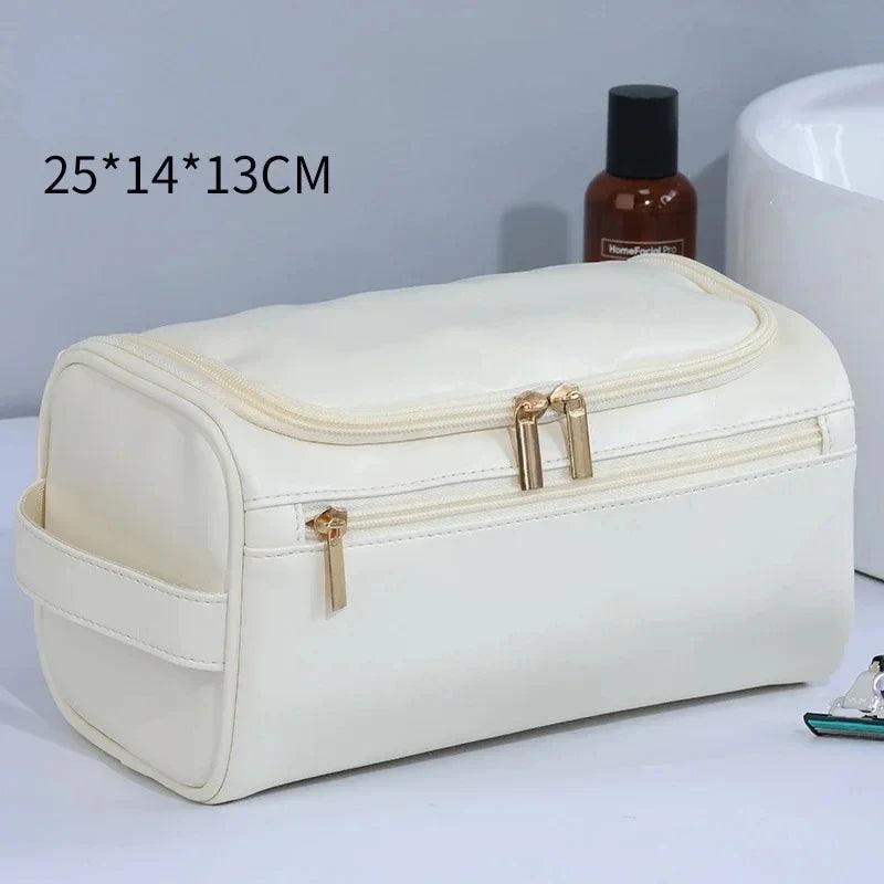 LuxVoyage™ – Premium Leather Hanging Toiletry Bag - OneSmartZone