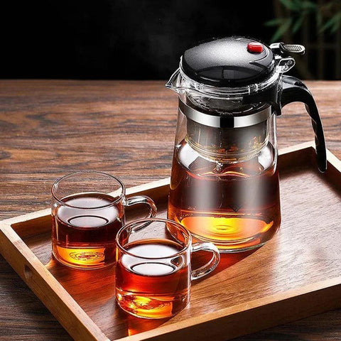 Heat-Resistant Glass Teapot – One-Click Filter Tea Maker & Coffee Pot - OneSmartZone