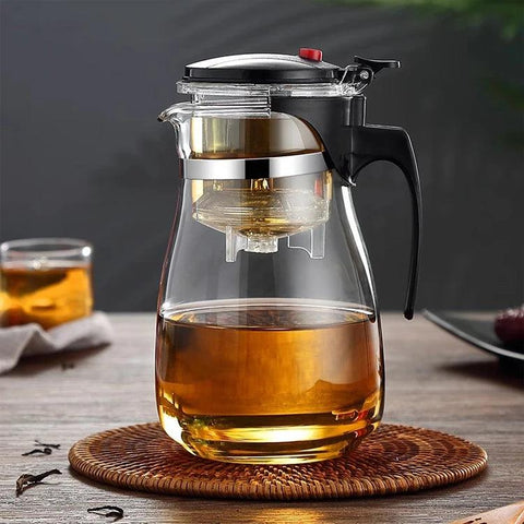 HMLOVE Heat Resistant Glass Teapot – Puer Kettle with Tea Infuser, High Borosilicate Glass, Perfect for Kung Fu Tea Ceremony - OneSmartZone