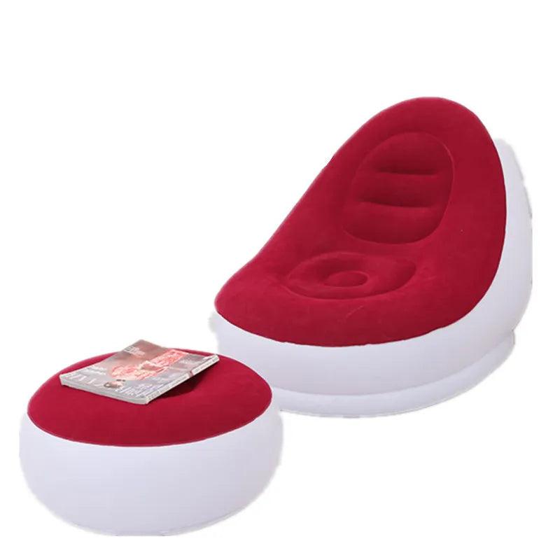 Inflatable Sofa with Foot Pad – Portable Lazy Chair, Flocking Bed - OneSmartZone