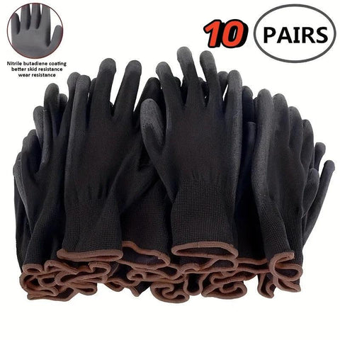 10 Pairs Durable Safety Gloves – Anti-Slip, Wear-Resistant, ESD Protection for Gardening & Woodworking - OneSmartZone