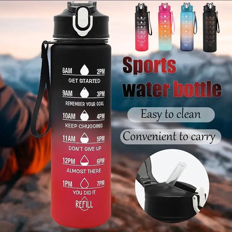 AquaPulse™ – Sports Water Bottle with Time Tracker & Straw - OneSmartZone