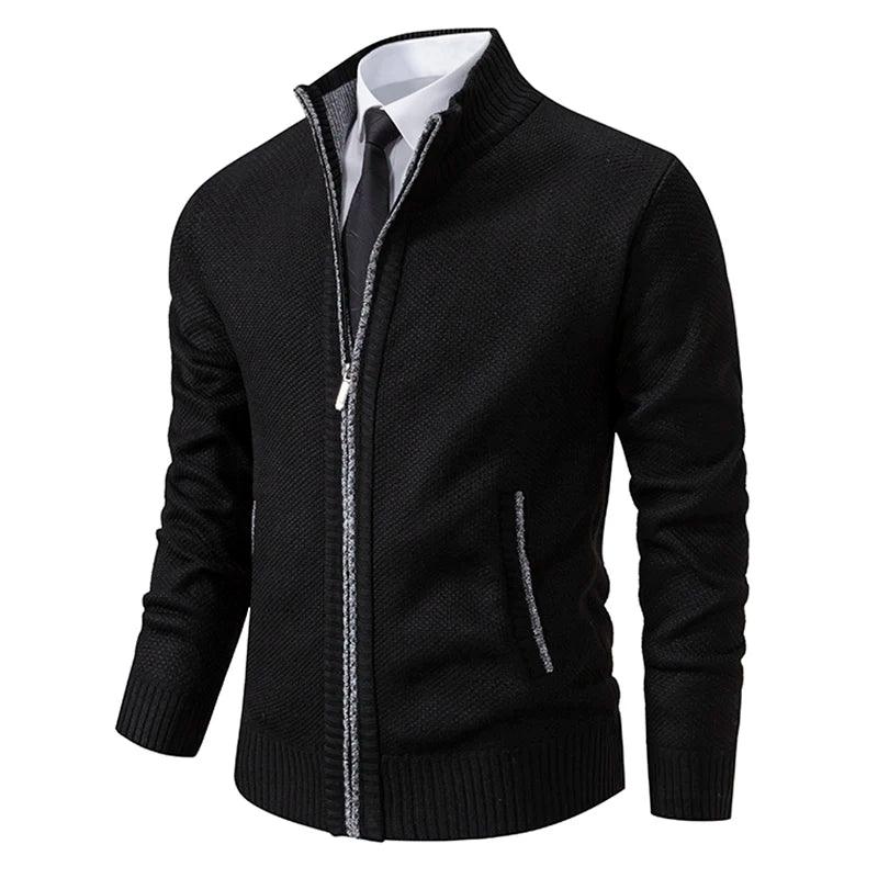 Men's Casual Sports Jacket - Autumn & Winter Fleece Zipper Cardigan with Stand Collar - OneSmartZone