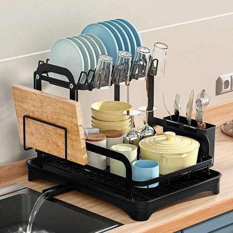 360° Rotating Double-Layer Kitchen Storage & Drying Rack - OneSmartZone