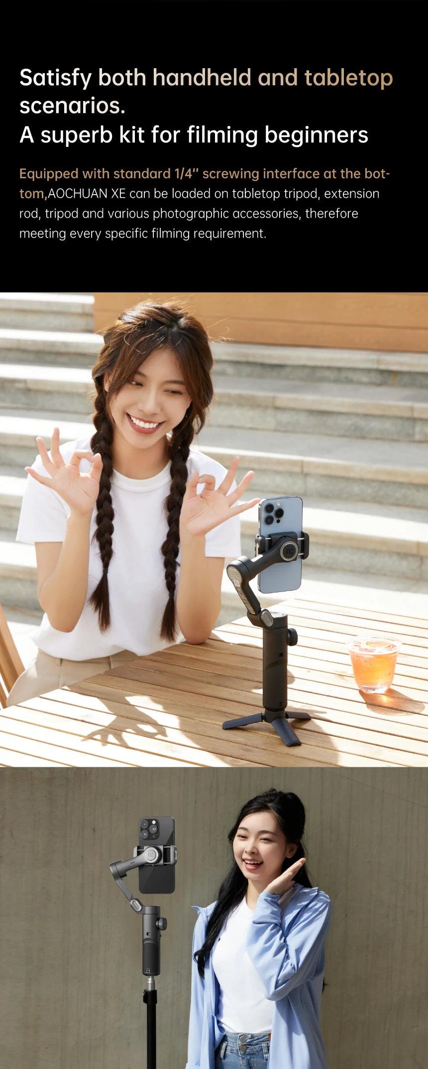 SteadyShot™ XE – 3-Axis Smartphone Gimbal with Fill Light - OneSmartZone