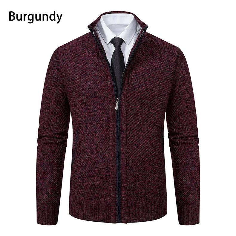 Men's Casual Sports Jacket - Autumn & Winter Fleece Zipper Cardigan with Stand Collar - OneSmartZone