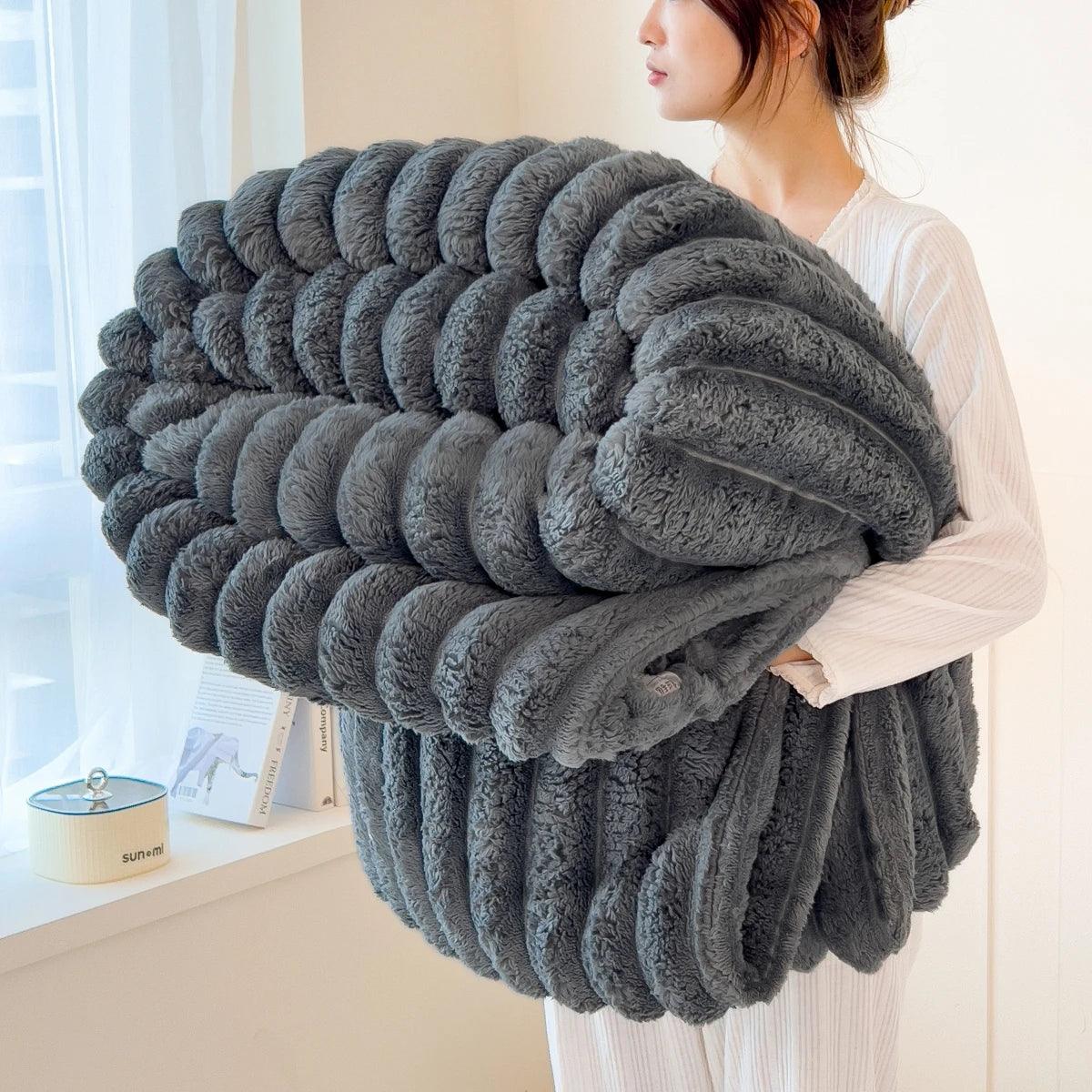 Thick Striped Multifunctional Blanket - OneSmartZone