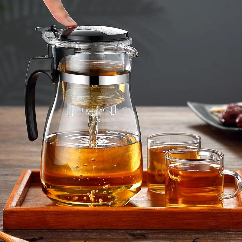 HMLOVE Heat Resistant Glass Teapot – Puer Kettle with Tea Infuser, High Borosilicate Glass, Perfect for Kung Fu Tea Ceremony - OneSmartZone